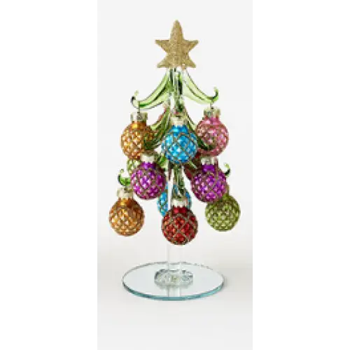 Handmade Glass Tree w/Balls - 2 - Christmas Decor