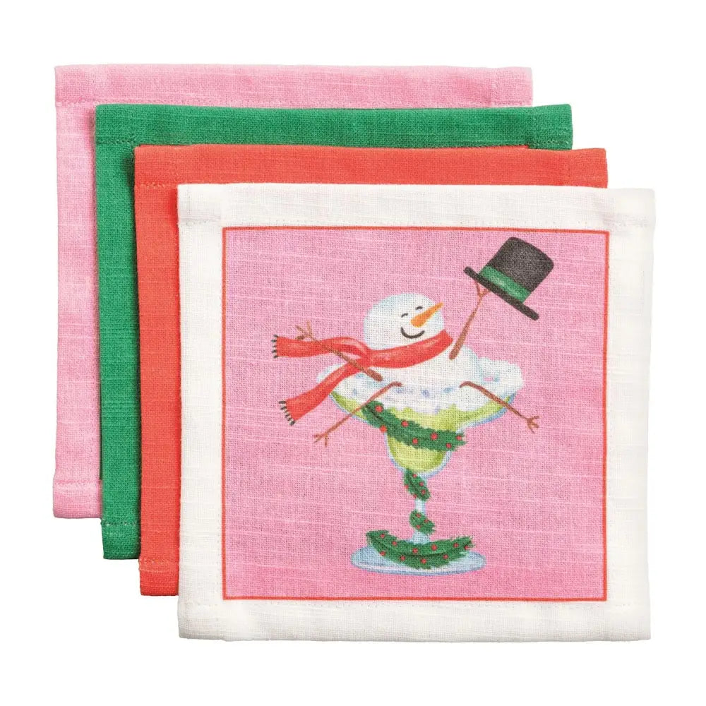 Holiday Cocktail Napkin Set - Snowman - Cocktail Napkins