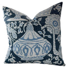 Ida Asian Blue Vase Throw Pillow with Feather Insert