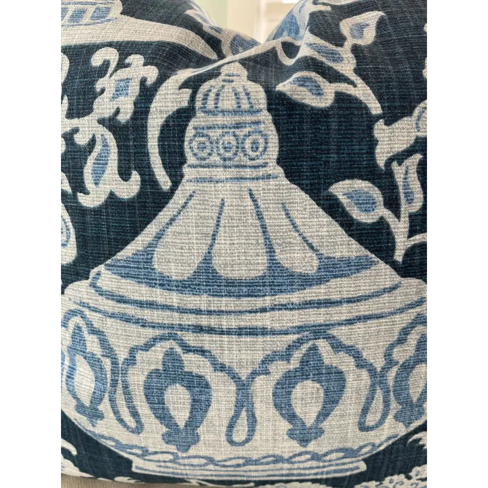 Ida Asian Blue Vase Throw Pillow with Feather Insert