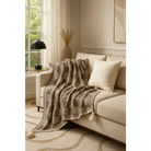 Khaki-Ivory Check Striped 50’’x60’’ Throw Blanket - BLANKET