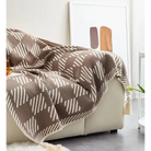 Khaki-Ivory Check Striped 50’’x60’’ Throw Blanket - BLANKET