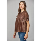 LACE DETAIL VELVET BABYDOLL TOP FT25474