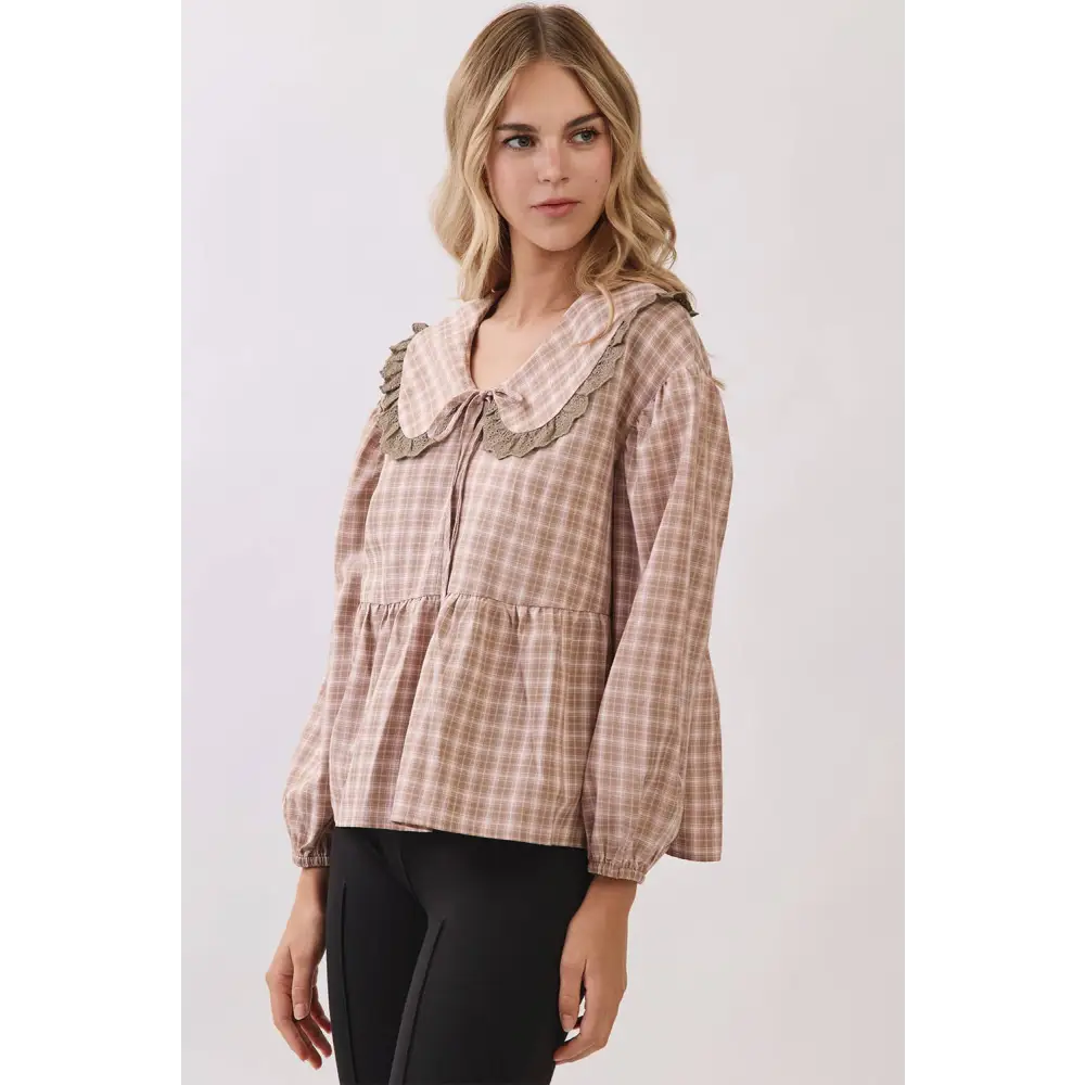 Lace Trim Peter Pan Collar Top RT264