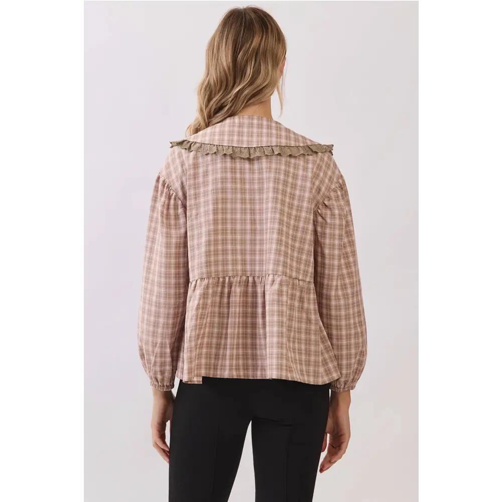 Lace Trim Peter Pan Collar Top RT264