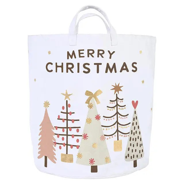 Large Canvas Storage Tote Blush Trees Christmas Decor