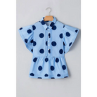 LAS Polka Dot Print Ruffled Buttoned Collared Blouse (S-XL)