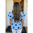 LAS Polka Dot Print Ruffled Buttoned Collared Blouse (S-XL)