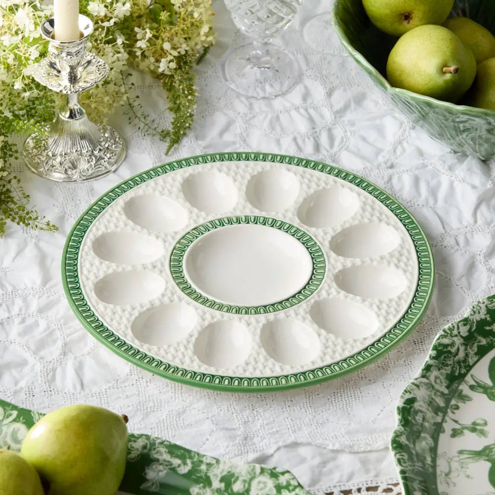 Le Jardin Embossed Rattan Egg Plate 12.25