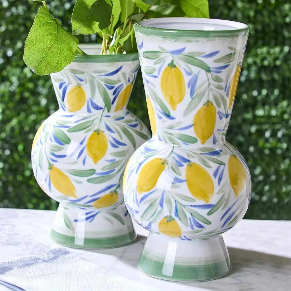 Lemon Grove Hand-Painted Lemon Vases - Vase