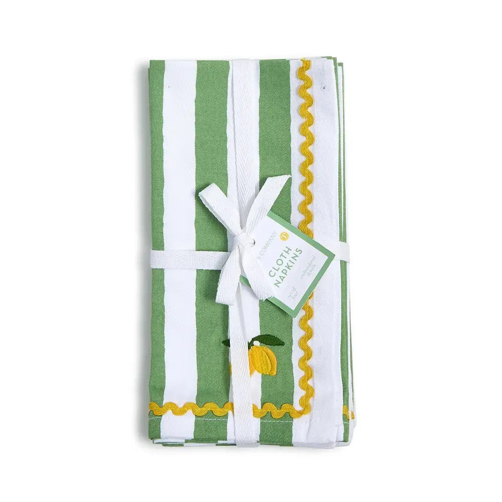 Lemon Grove Set of 4 Embroidered Cloth Dinner Napkins - NAPKINS