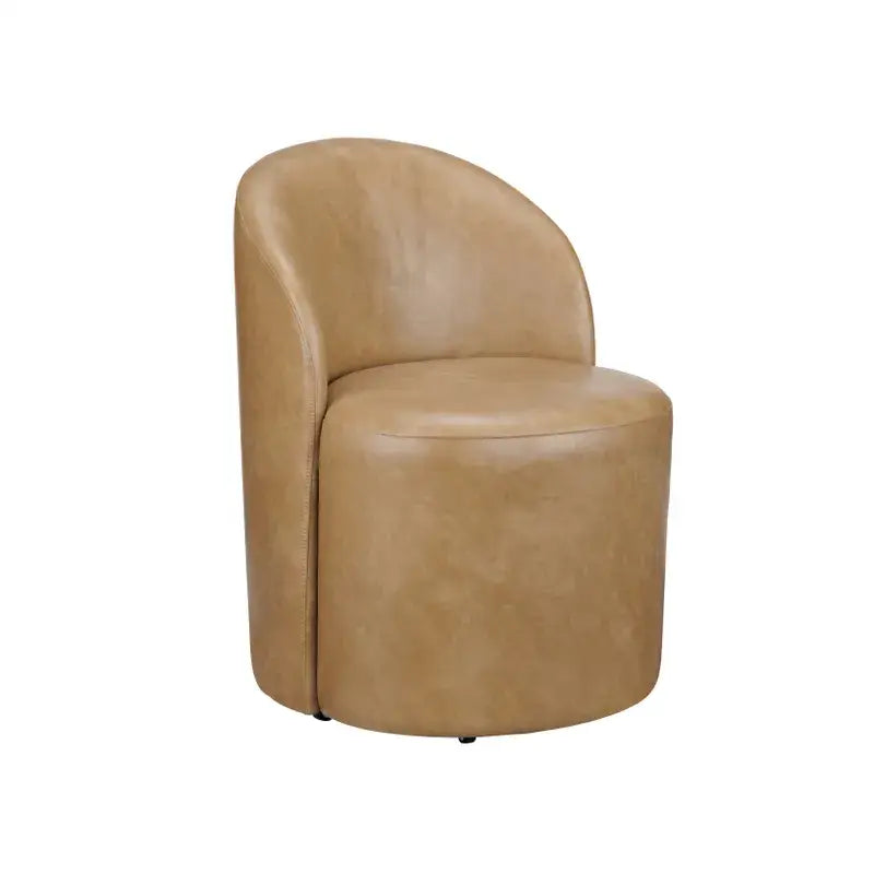 Light Brown Castered Dining Chair - Dining Chair