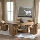 Light Brown Castered Dining Chair - Dining Chair