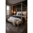 Light Wood Canopy Queen Bed - Queen Bed