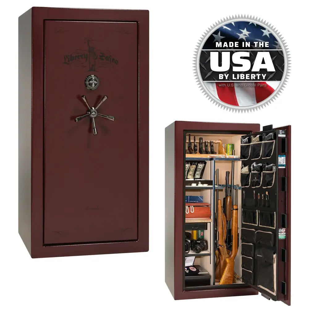 Lincoln 25 - MARBLE/BLACKOUT / MECHANICAL / BURGUNDY - Gun Safe