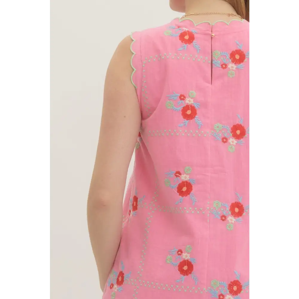 Linen Scalloped Dress - Dress