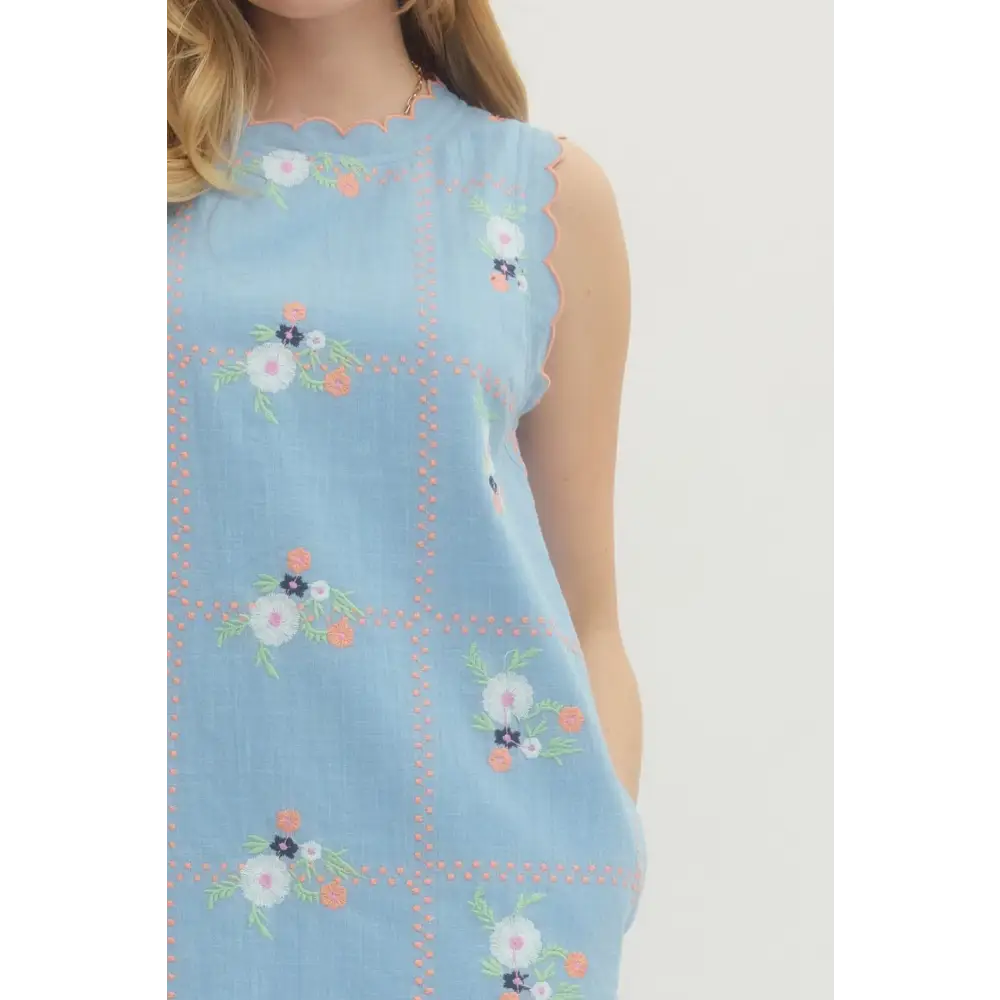 Linen Scalloped Dress - Dress