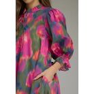 Magenta Watercolor Mini Dress - L - Dress