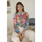 Melani Tropical Matra Long Sleeve Collared Blouse