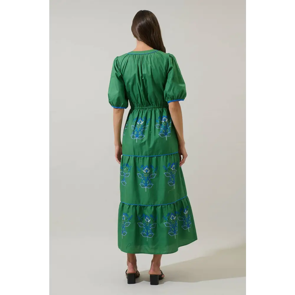 Meridy Floral Vonie Tiered Midi Dress