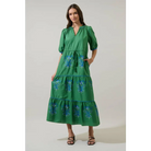 Meridy Floral Vonie Tiered Midi Dress