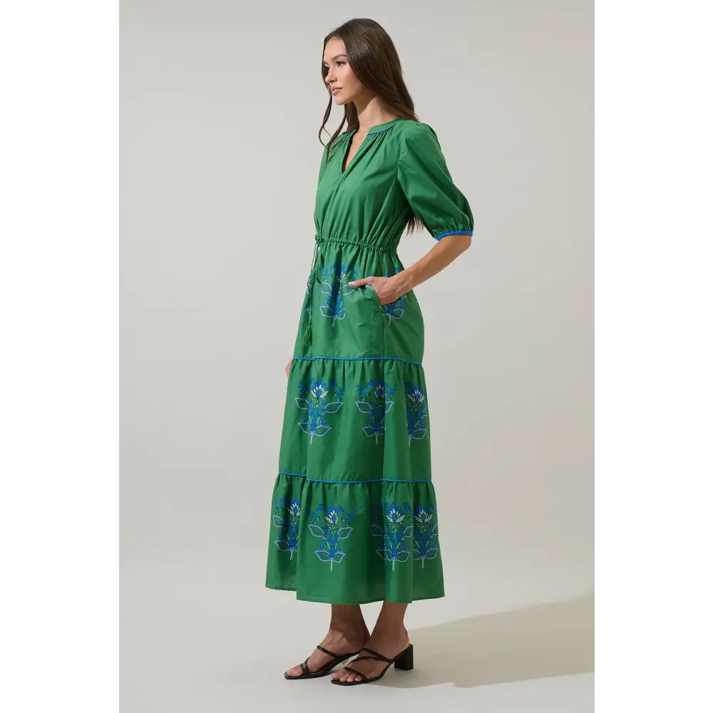 Meridy Floral Vonie Tiered Midi Dress
