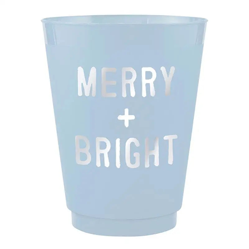 Merry & Bright - Set of 8 - Frosted Cups - Christmas Cup
