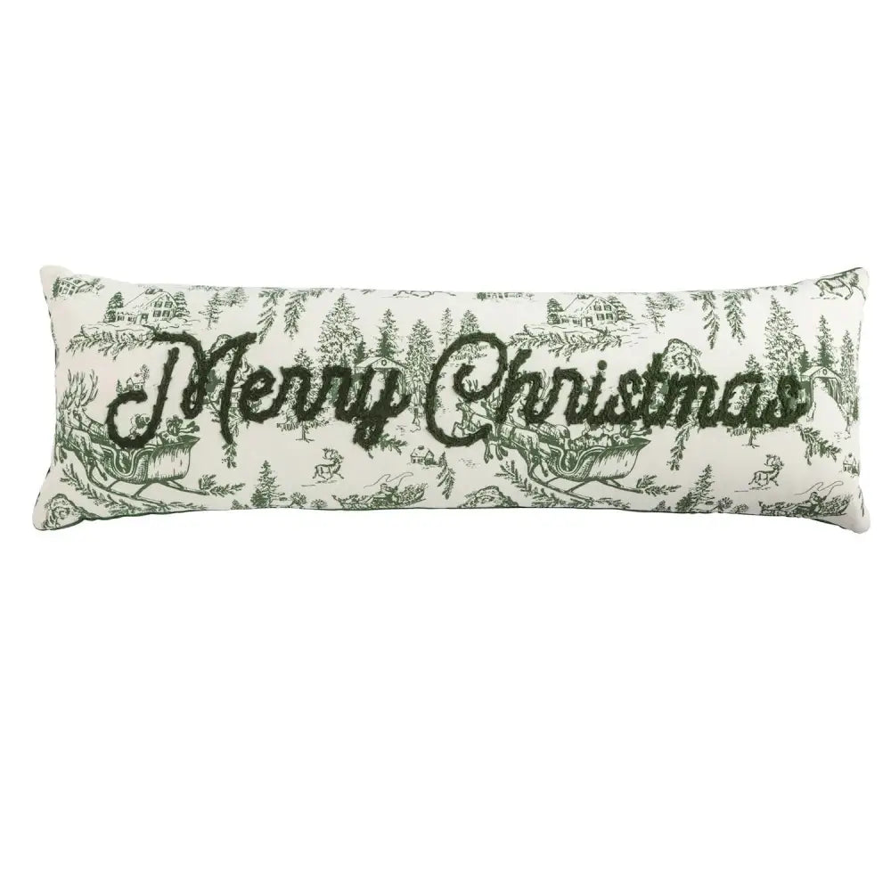 Merry Christmas Toile Long Pillow - Christmas Pillow