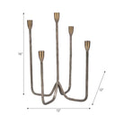 Metal Forged Five-Taper Candle Holder - Bronze 16 in.