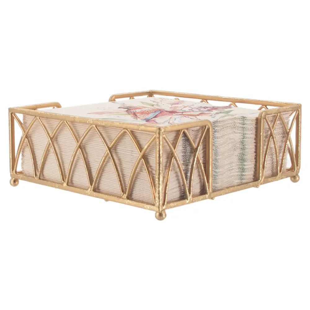 Metal Lunch Napkin Caddy Arch in Gold Leaf