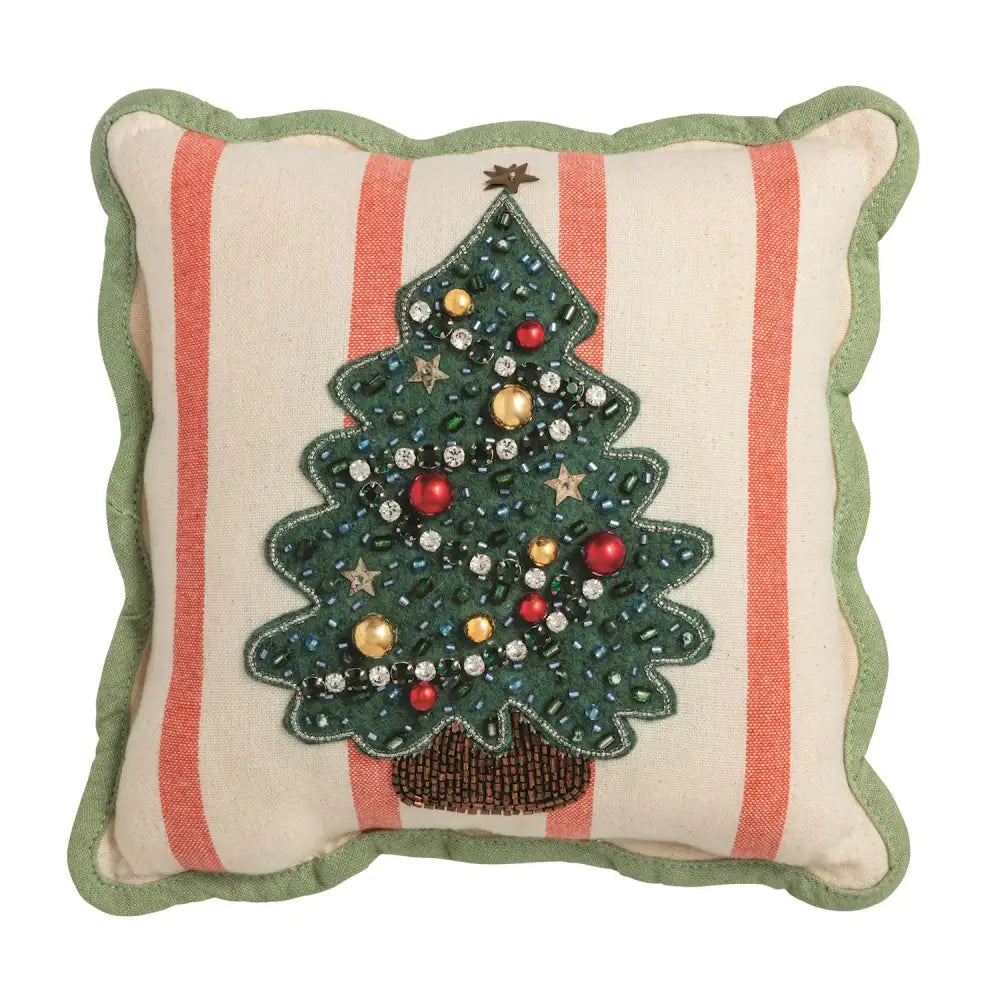 Mini Beaded Pillow - Tree - Christmas Pillow