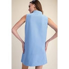 Mini Dress Stand Collar Slit V-Neck Sleeveless