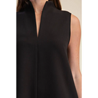 Mini Dress Stand Collar Slit V-Neck Sleeveless