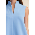 Mini Dress Stand Collar Slit V-Neck Sleeveless