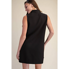 Mini Dress Stand Collar Slit V-Neck Sleeveless