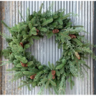 MIXED EVERGREEN WREATH WITH LED - CHRISTMAS