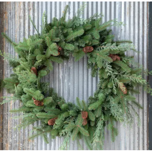 MIXED EVERGREEN WREATH WITH LED - CHRISTMAS