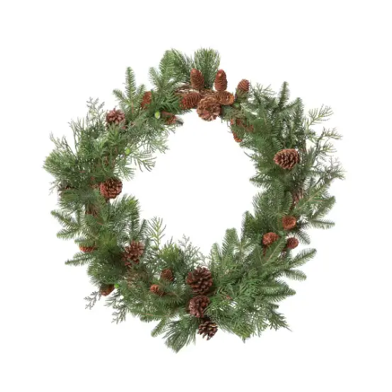 MIXED PINE DECORATHED WREATH - CHRISTMAS