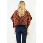 Mock Neck Chain Print Jacquard Poncho - BROWN / XS-S-M-L(1-2-2-1)