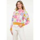 Mock Neck Heart Knit Sweater - PINK / XS-S-M-L(1-2-2-1)