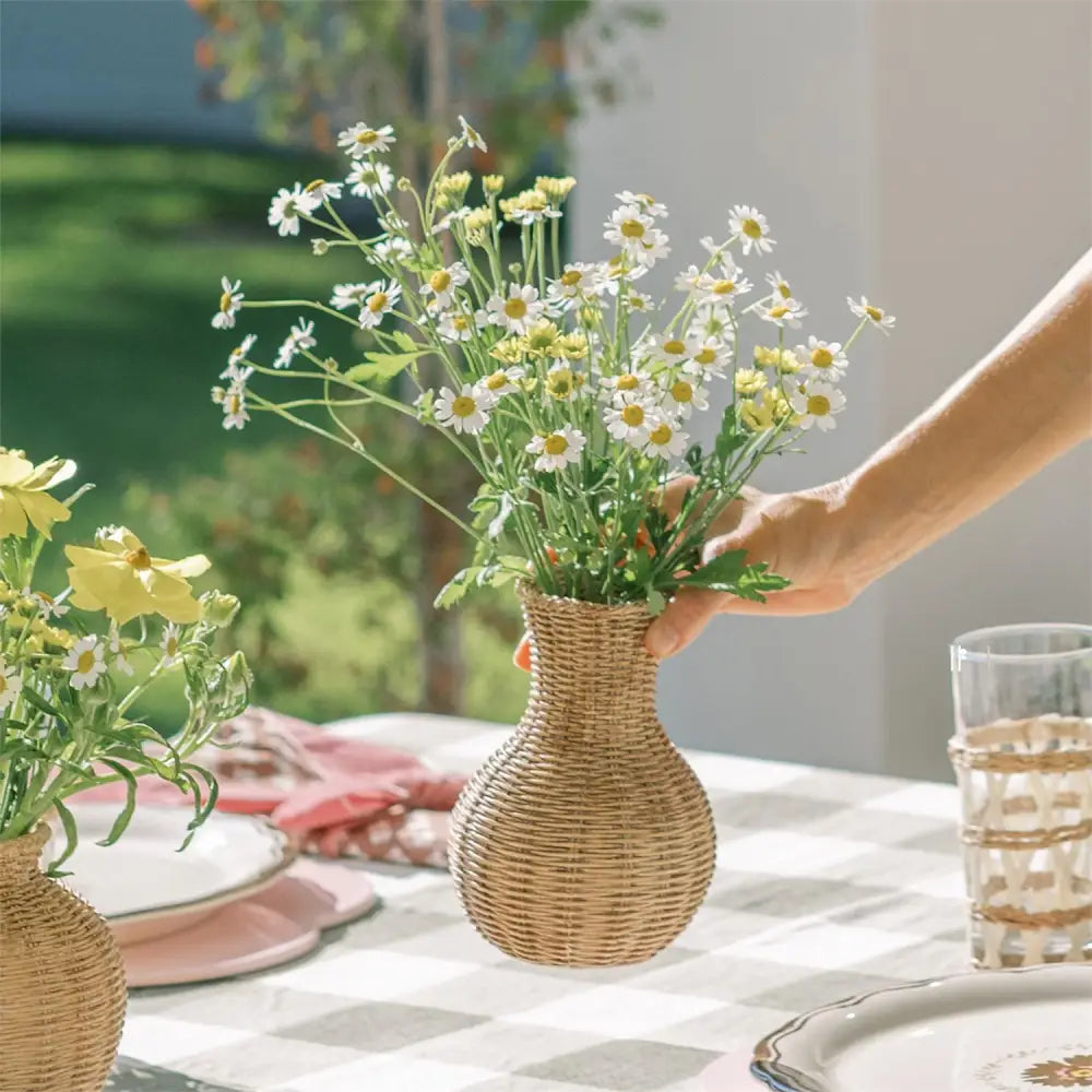 Natural Basket Weave Vase - Accessories