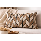 Natural Embroidered Chevron Block 12’’X24’’ Throw Pillow - Lumbar Pillow