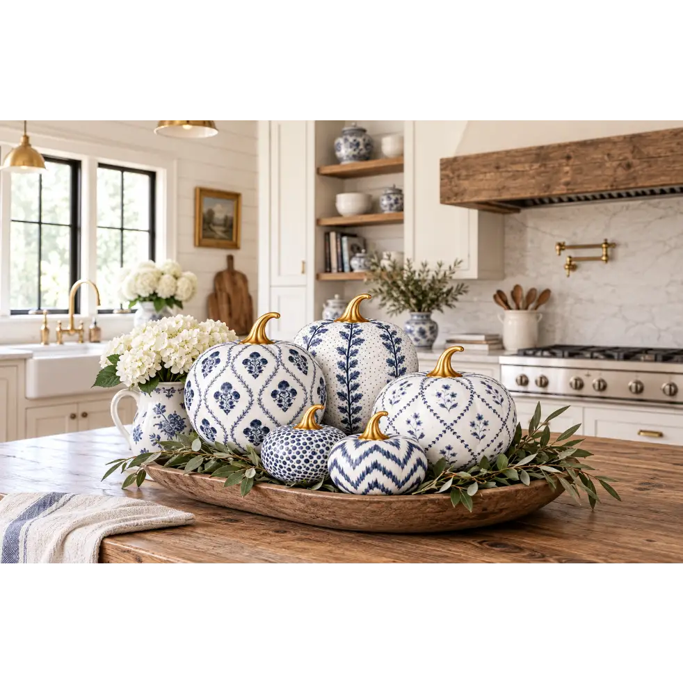 Navy Dotted Pumpkin - 4’’