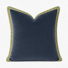 Navy Velvet Pillow with Green Embroidery - One Size