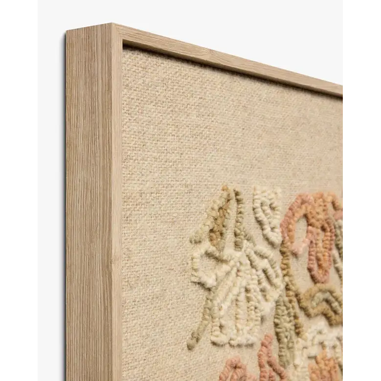 Neutral Floral Embroidered Art - Artwork