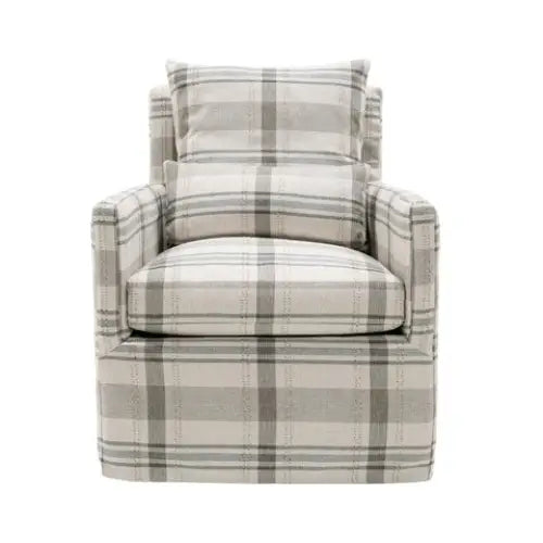 Neutral Plaid Swivel Chair - Swivel Chair