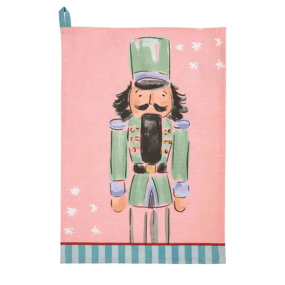 Nutcracker Stripe Hem Hand Towel - Green - Christmas Hand Towel
