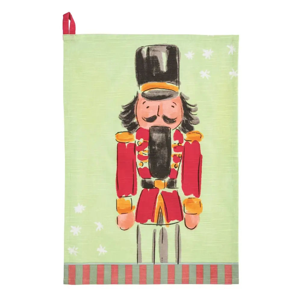 Nutcracker Stripe Hem Hand Towel - Red - Christmas Hand Towel