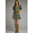 Olive Floral Mini Dress - S - Dress