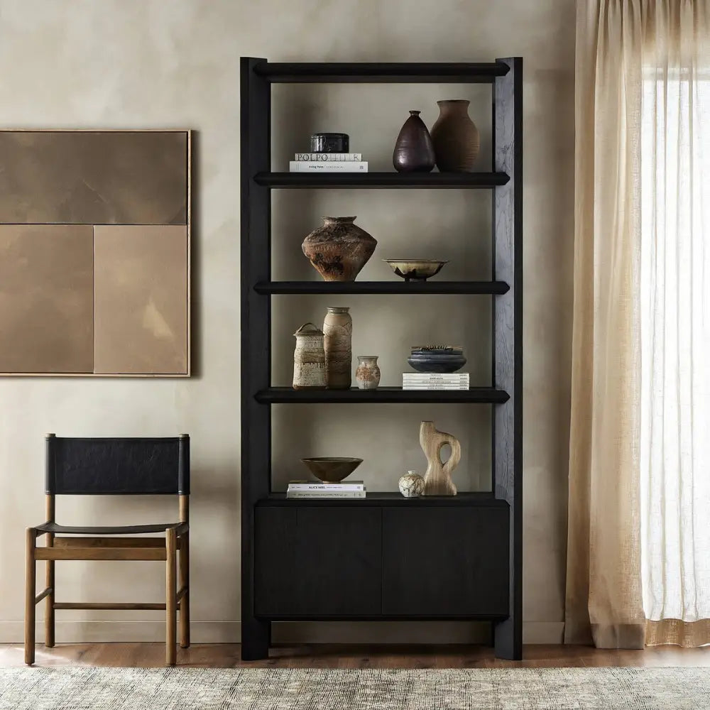 Orwin Bookshelf - 44.00’’w x 18.00’’d x 94.00’’h / Smoked Black Oak - Bookcase